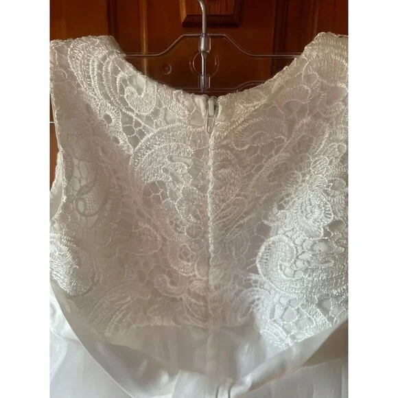Toddler Lace & Tulle Dress With Satin‎ Sash - White 3T (100) - Picture 4 of 5